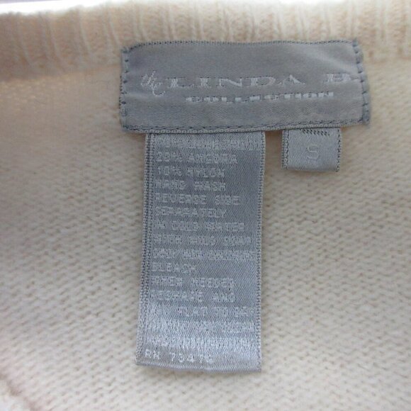 Linda B Collection Women's Sweater S Ivory Lambswool Angora Beads Vtg Luxury 332 - Picture 3 of 15